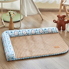 BUTU PET 寵物涼感方形夏季藤編涼墊, 藍色