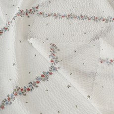 花朵印花泡泡紗夏季涼被, 白色的