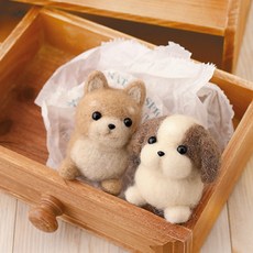 HAMANAKA 羊皮氈 DIY 套件 441-341, 1套, Shiba 和 Shih Tzu 小狗