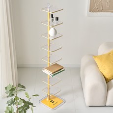 뮤레브 각도 조절 가능한 철제 투명 인테리어 북 화분 타워 선반 30.7 x 30.7 x 145 cm, 옐로우, 8단