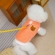 DING DONG PET 寵物胸背帶刷毛熊T恤, 橘色, 1個