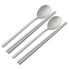 LIVING ZEN Zen韓國 Labont 成人湯匙筷子 2人份組合, 湯匙 2p + 筷子 2雙, 銀色, 1套