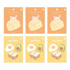 marimong 便利貼 乳酪主題 3入+野餐主題 3入, 1套