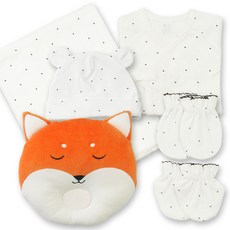babybear 嬰幼兒用星星新生兒蝴蝶衣 + 防抓手套 + 腳套 + 新生兒帽 + 包巾 + 狐狸塑型枕套組