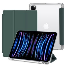 SimplyRoar 可收納觸控筆的智慧型保護套 半透明保護殼, 深綠色, 1個