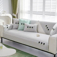 DM 黑色迷你花朵沙發套, 淺灰色