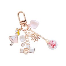 manhaengshop 可愛少女方晶皓石與珍珠 AirPods Buds 鑰匙圈 YU, 粉紅色, 單一商品