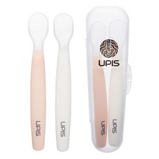 UPIS 矽膠餵食副食品湯匙組, 1組, 粉色+白色
