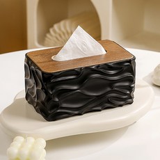 Mirnoa 波浪塑膠裝飾面紙盒 MMM3412, 黑色, 1個