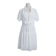 플랜데이 여성용 볼레로 셔츠 가디건 + 스모크 나시 원피스 세트