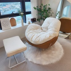 일마레하우스 휴 회전 1인용 소파 + 스툴 세트 방문설치, 아이보리+카멜(소파), (아이보리)스툴