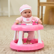 Berenguer 溫暖舒適安撫娃娃與學步車組合 棉質身體 37公分, 1套, 粉紅色