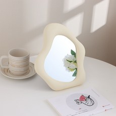 아워웍스 물결모양 탁상용 화장거울, 베이지