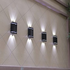 MIREU 太陽能4LED上下壁燈 4入, 白色