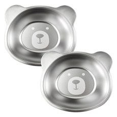 Kitchen-U 小熊造型304不鏽鋼點心碗 2入組, 銀, 2個