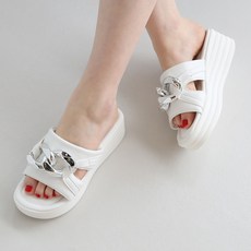 dangolunni 女性大鍊條增高螺旋紋厚底拖鞋 6cm