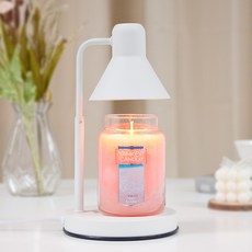 Yankee Candle大瓶 + 高度可調Mono融蠟燈 + 2入燈泡組, 白色(融蠟燈), 粉紅沙灘(Yankee Candle)