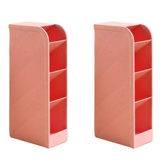 小麥購物 斜插收納盒 L1031 2個, 4層, 粉色