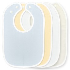 印花口水圍兜組, B-6號款(天藍色/黃色/象牙白/米色), 4件