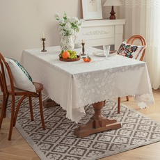 테이아 아메리칸 스타일 산뜻한 엠보싱 식탁보, 아메리칸 플로럴 베이지, 1개, 150 x 150 cm
