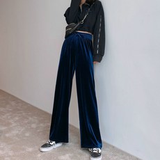 PEONIST 女款絲絨鬆緊腰寬褲