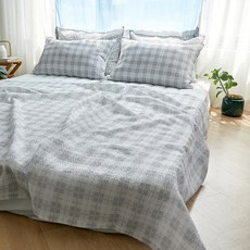 BAZAAR 雪花人造絲泡泡紗夏季薄被, 格紋灰