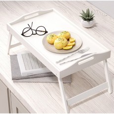 YESSURE 木質折疊床上桌託盤, 白色