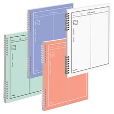 Munid 直式兩分割線圈筆記本 4入組, 4入, 綜合色