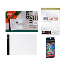 Artmate LED燈箱多墊+12色卡通鉛筆+100p描圖紙套組, 1組