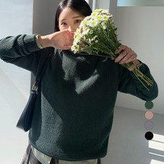 102102 여성용 빅사이즈 루즈핏 골지 니트 맨투맨