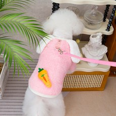 DING DONG PET 寵物胸背帶 兔子國度Tok Tok刷毛T恤, 粉紅色, 1個