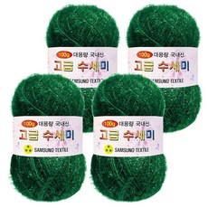 Yarna 100g 大容量高級菜瓜布編織線 4入 + A款印刷圖案 8種組合, 104 深綠色, 1套