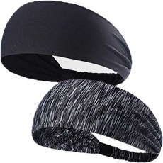 Titan 男女通用運動髮帶2件組, 黑色 + 灰色