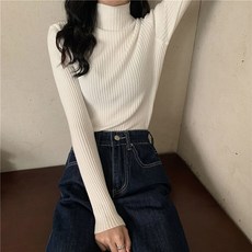 레몬소울 여성용 레비앙 폴라 골지 니트 티셔츠 07497