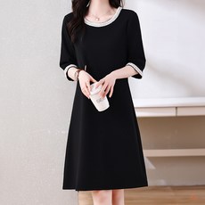 ATTERLIC Luxel 赫本風珍珠綴飾夏季連身裙 10270 含大尺碼, 黑色