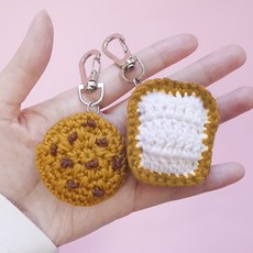 Mellowstory Stationery 濕潤巧克力餅乾與鬆軟吐司鑰匙圈編織套組, 混合色, 1套