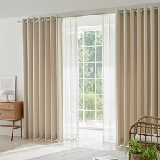 NuvoDeco Aloha 穿環式遮光窗簾 2p, 淺米色