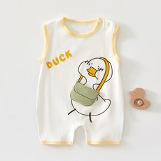 스타도어 유아용 큐트 애니멀 민소매 롬퍼