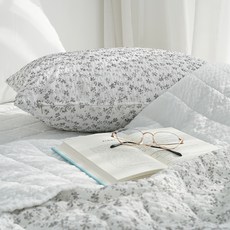 스코홈 국산 눈꽃 냉감 시어서커 베개커버 솜포함, 눈꽃그레이, 1개