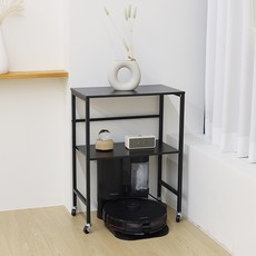 21C Trend Objet 掃地機器人多用途縫隙側邊層架收納櫃, 黑色, 1個, 2層