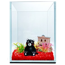 Rora Pet 15高立方加濕魚缸+彩石+人物模型+仿古屋+七彩花朵3件套, 櫻桃紅（彩石），隨機發貨（人物模型，仿古屋）