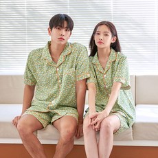 도씨 커플용 냉감 실크핏 플라워 잠옷 상하의 2종 세트
