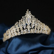 派對用品 髮飾 鋯石皇冠 頭冠, 1個, 金色