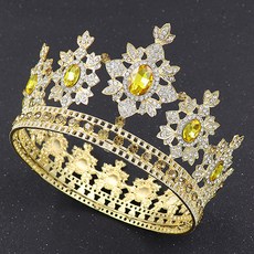 LUNA GLAM 自助婚紗 巴洛克皇后金色皇冠, 黃色(LUD154), 1個