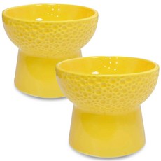 MONAGIO 寵物月亮國度直筒陶瓷碗2件組, 黃色, 黃色