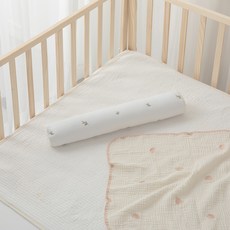 아이레빗 유아용 100수 누빔 순면 바디필로우 솜포함 원형, 올리브자수