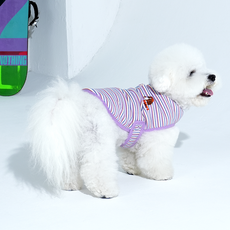 퍼피갤러리 강아지 잼잼 스트라이프 랩 베스트, 라벤더, 1개