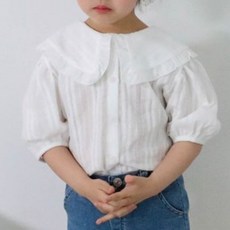 Neul女童款寬領雪紡衫
