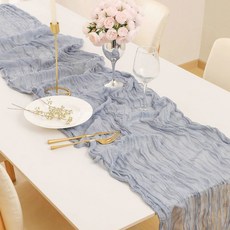 바른리빙 플로우링 쉬폰 테이블러너, 블루, 1개, 90 x 180 cm