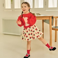 키키모라 아동용 기모 딸기 벌룬 스커트